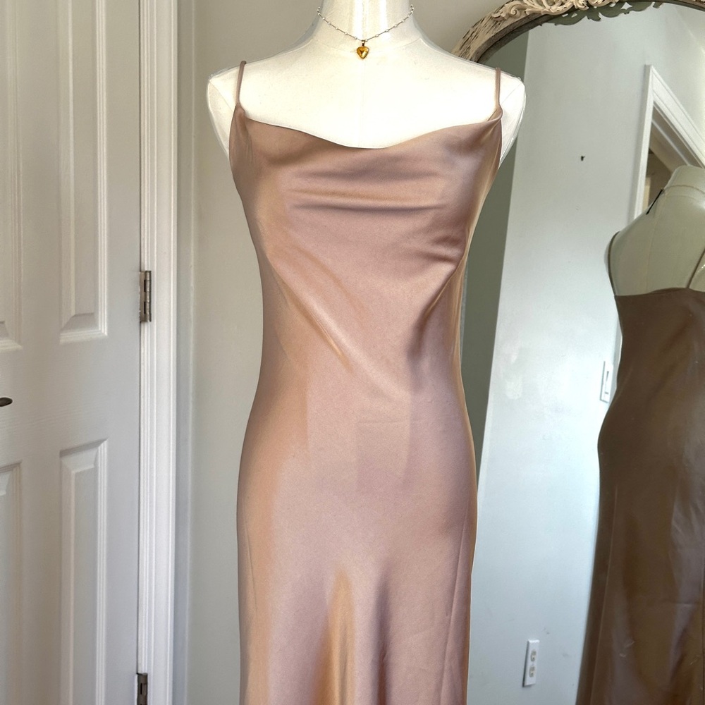 Silky cowl neck slip dress